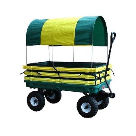 MILLSIDE INDUSTRIES Millside Industries JP-102 20 in. x 38 in. Pad and Covered Wagon - Green and Yellow JP-102